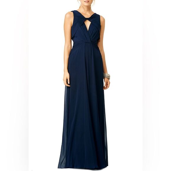 Badgley Mischka Navy Petunia Gown, Maxi, Excellent, Size 2